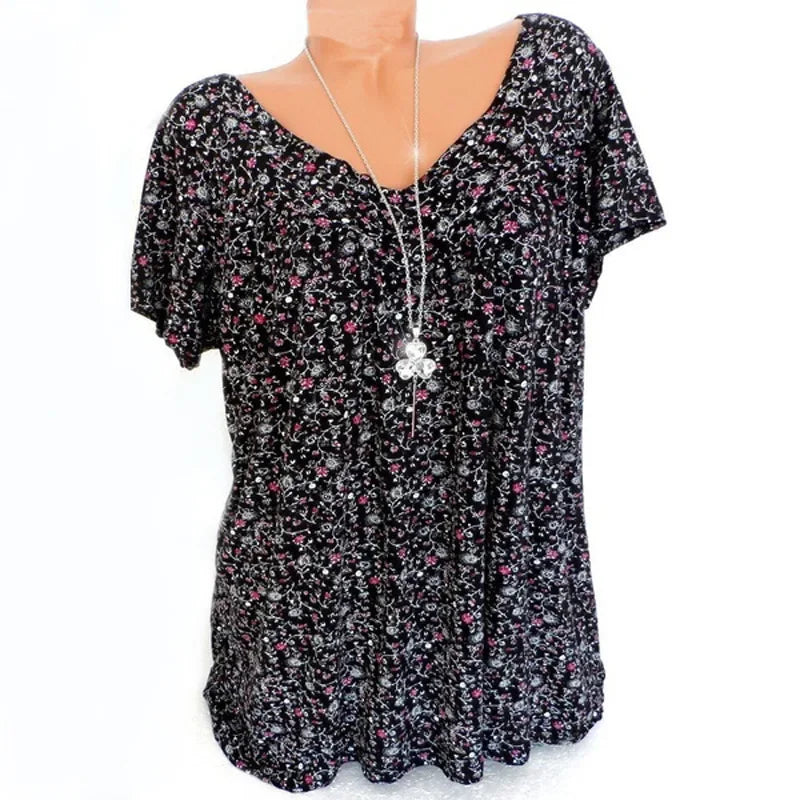 Summer Loose Sleeveless Long Tank T-Shirt V-Neck Home Sleepwear Ladies Tops Floral Print Fashion Women Sexy Casual Vest Tees