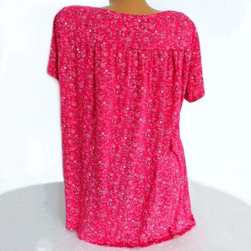 Summer Loose Sleeveless Long Tank T-Shirt V-Neck Home Sleepwear Ladies Tops Floral Print Fashion Women Sexy Casual Vest Tees