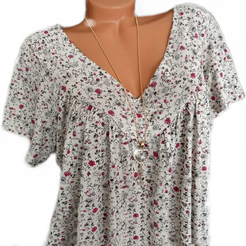 Summer Loose Sleeveless Long Tank T-Shirt V-Neck Home Sleepwear Ladies Tops Floral Print Fashion Women Sexy Casual Vest Tees