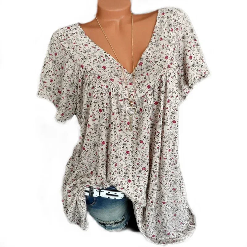 Summer Loose Sleeveless Long Tank T-Shirt V-Neck Home Sleepwear Ladies Tops Floral Print Fashion Women Sexy Casual Vest Tees