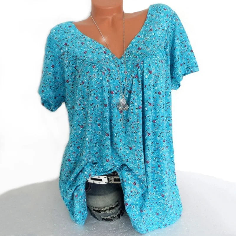 Summer Loose Sleeveless Long Tank T-Shirt V-Neck Home Sleepwear Ladies Tops Floral Print Fashion Women Sexy Casual Vest Tees
